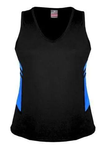 Aussie Pacific Ladies Tasman Singlet 2111 Casual Wear Aussie Pacific Black/Cyan 4